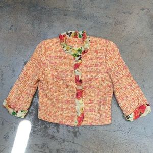 Walter cropped tweed blazer coat with silk lining and ruffles